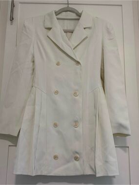 Women's Long Sleeve Double-Breasted Cream Dress Blazer
